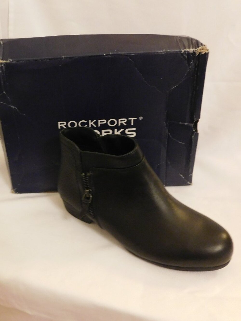 Rockport Works Steel Toe Ankle Boots, Womens Size 9W, Black